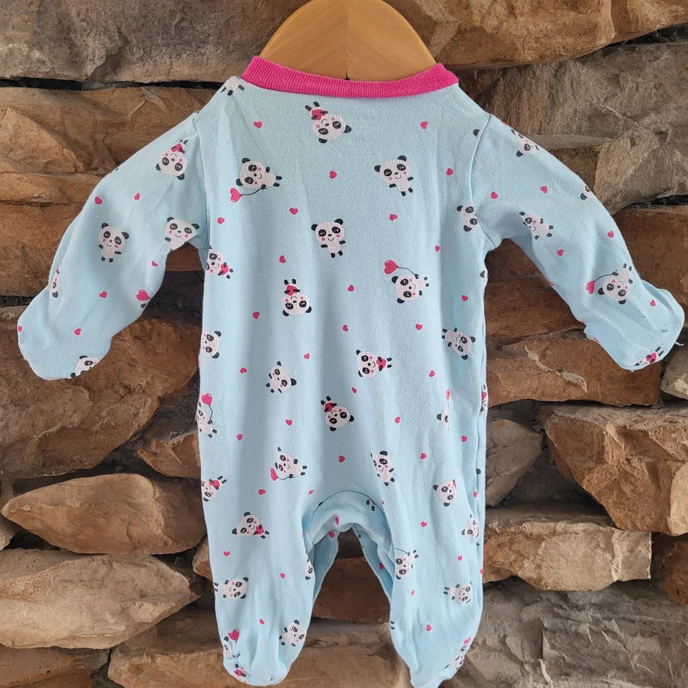 Blue Panda Print Footed Sleeper